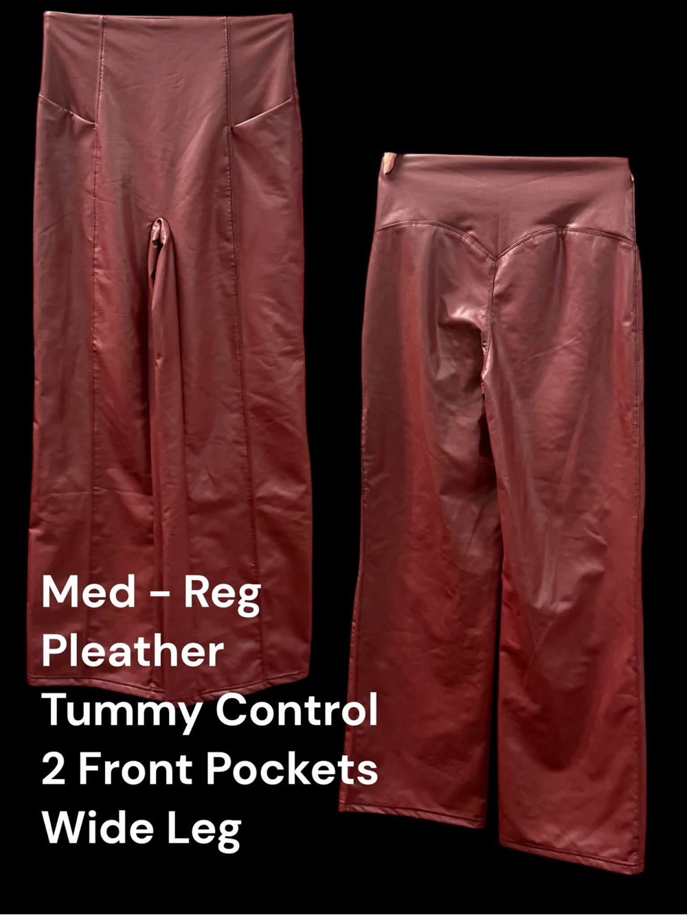 HALARA Wide-Leg Pleather Pants in Burgundy